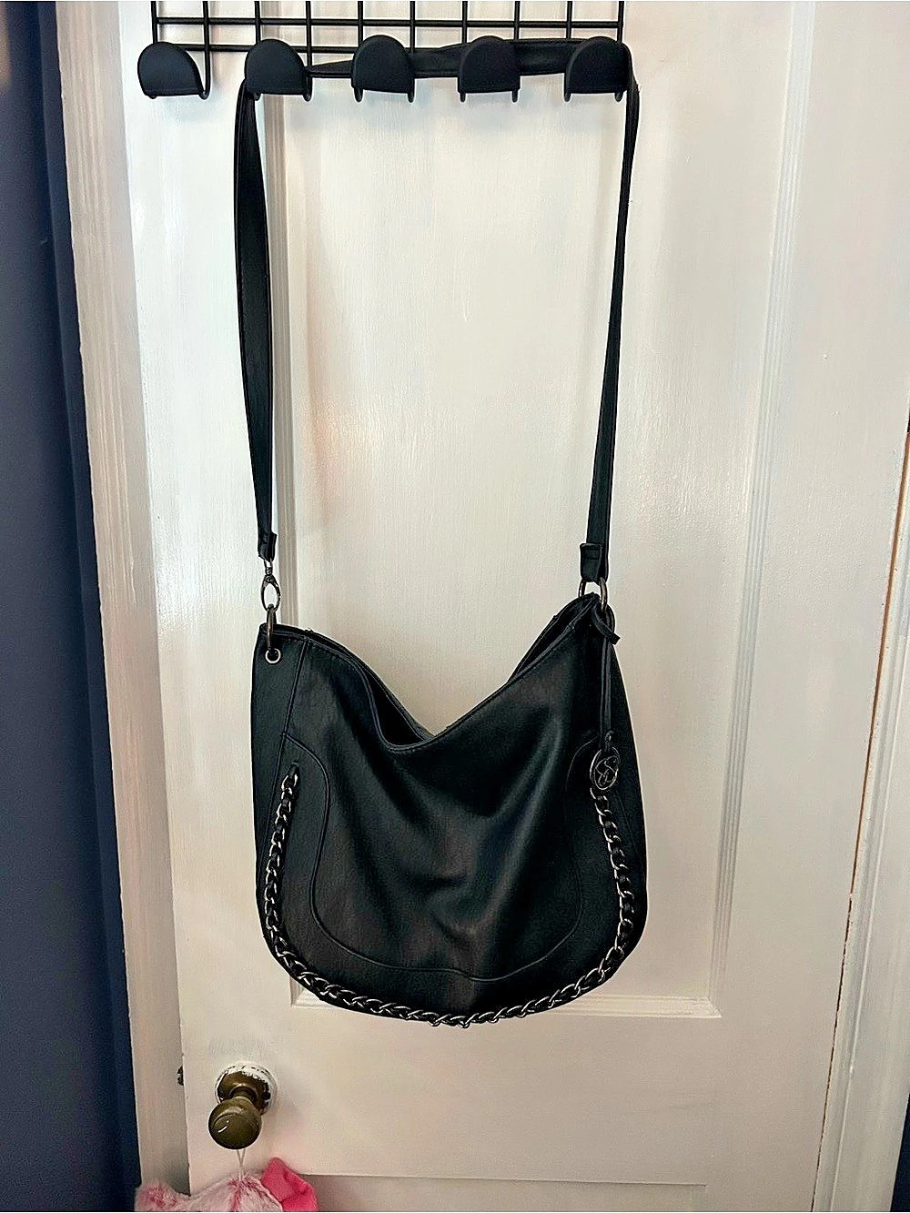 Jessica Simpson Black Shoulder Bag with Chain Trim